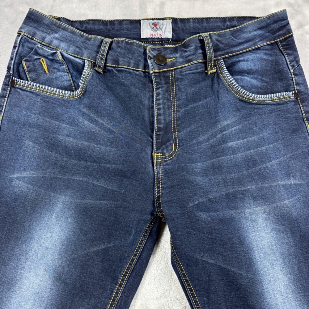 PLATINI Straight Leg‎ Jeans Mens 34x31.5 Dark Wash Faded Denim Y2K Retro Style